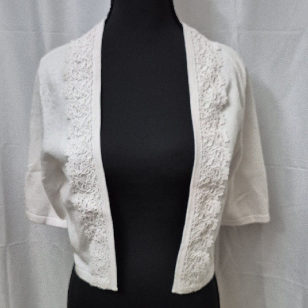 Talbots Cream Lace Accent Shrug